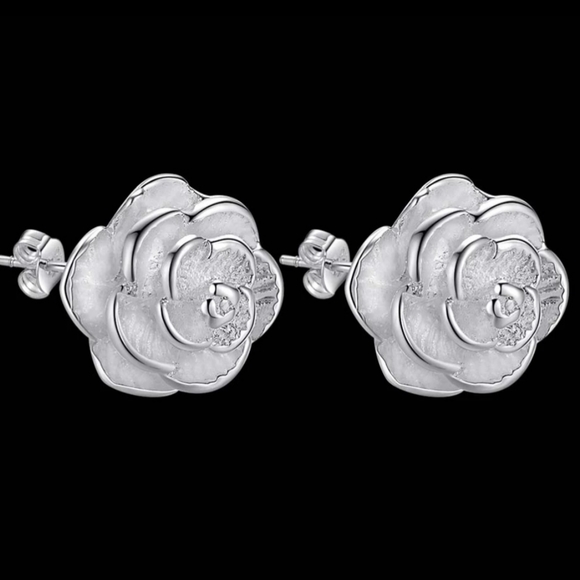 Jewelry - Beautiful Sterling Silver Rose Earrings
